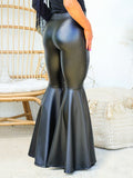 Goosudu Faux-Leather Flared Pants