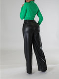 Goosudu Wide-Leg Faux-Leather Pants