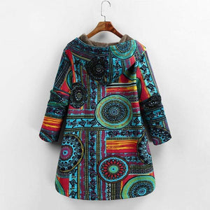 Goosudu Women's West Ethnic Floral Coat Fleece Warm Hoode Jacket Coat