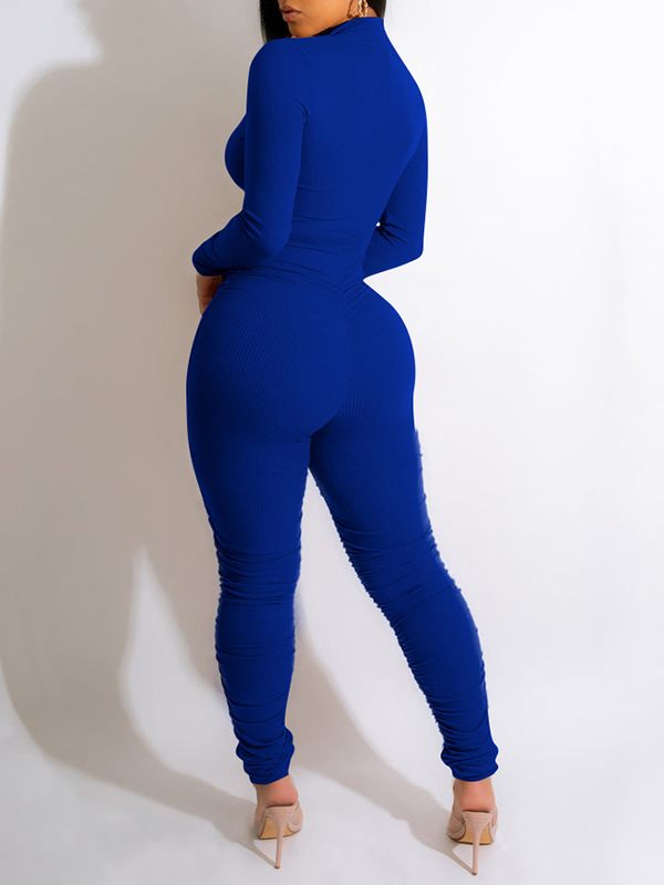 Goosudu Zip-Front Ruched Jumpsuit