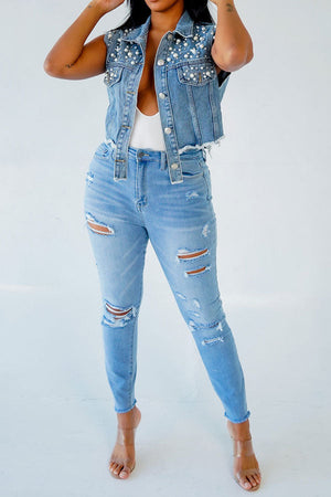 Goosudu Faux Pearl Rocking Single Breasted Coat