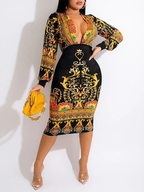 Goosudu Printed Plunge Dress