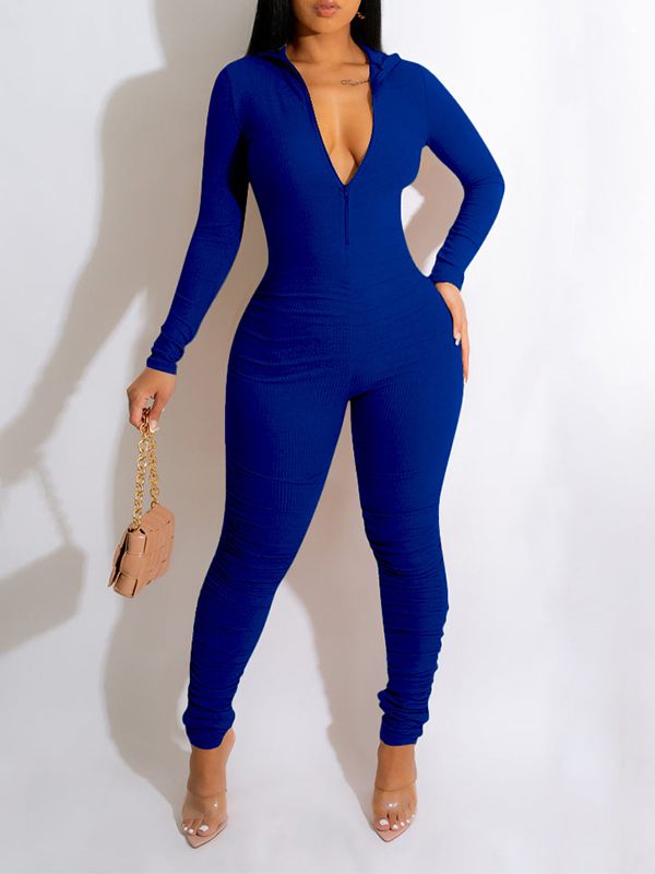 Goosudu Zip-Front Ruched Jumpsuit