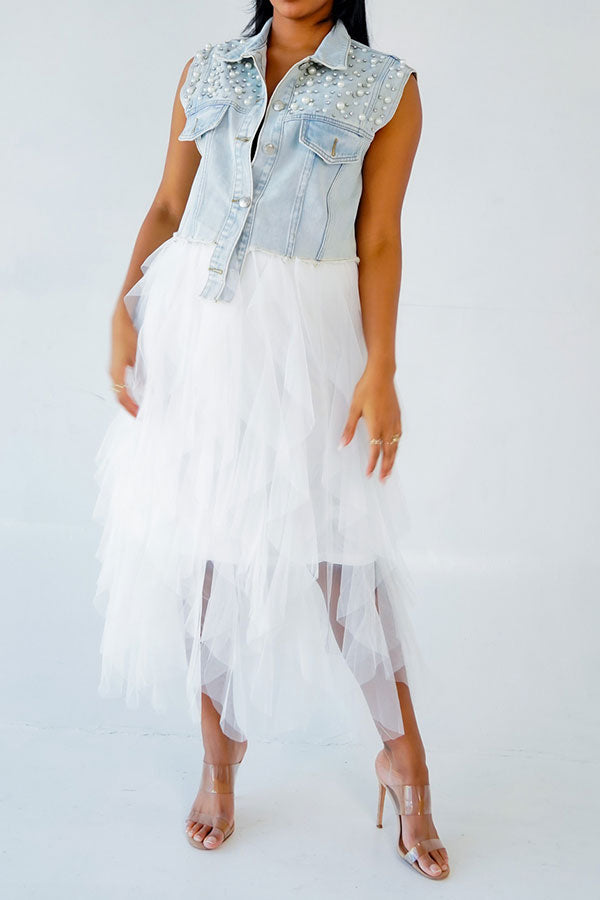 Goosudu Faux Pearl Rocking Single Breasted Coat