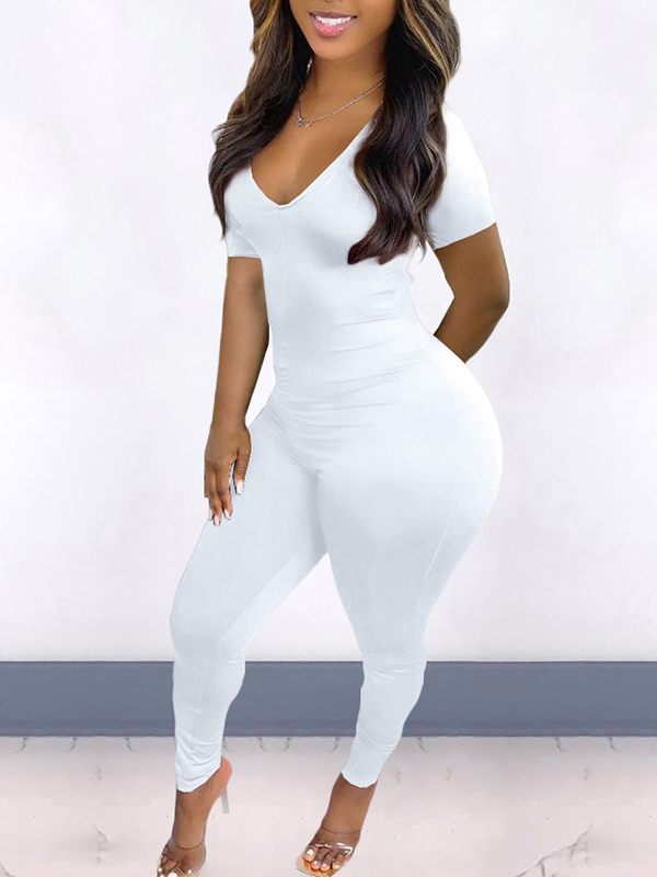 Goosudu V-Neck Drawstring Jumpsuit