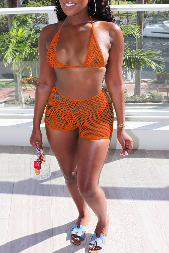 Goosudu Sexy Solid Mesh Swimwears