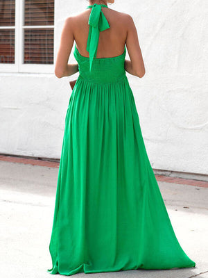 Goosudu Halter Slit Maxi Dress