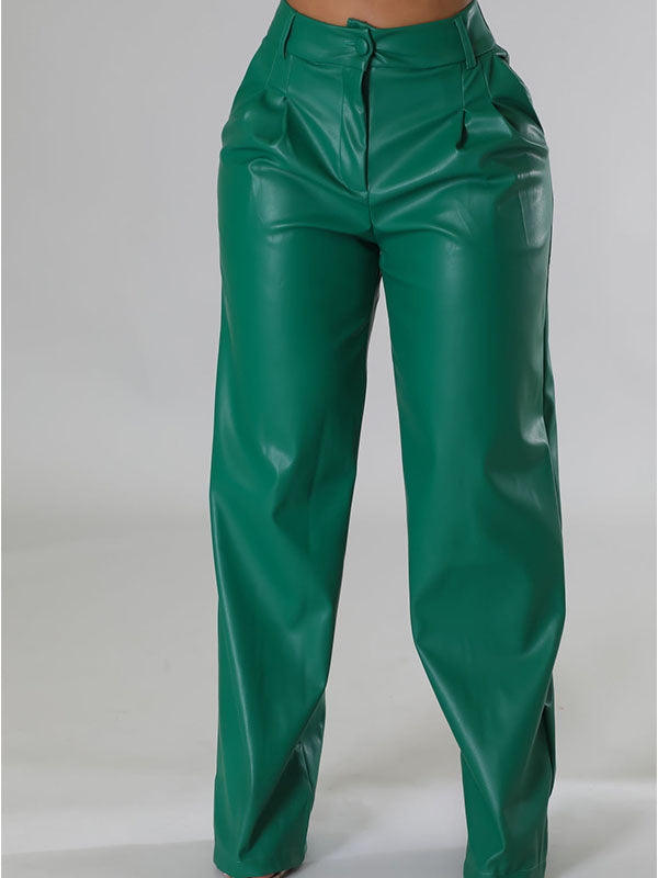 Goosudu Wide-Leg Faux-Leather Pants