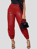 Goosudu Drawstring Faux-Leather Jogger Pants