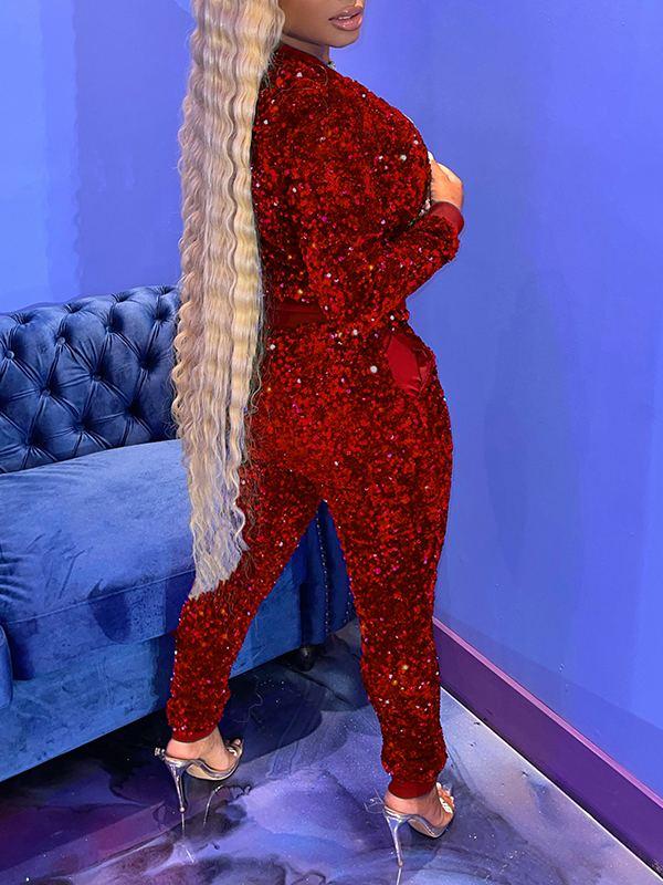 Goosudu Sequin Jacket & Jogger Pants Set