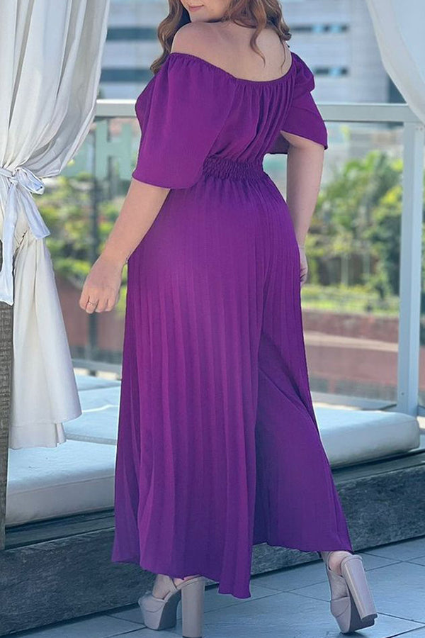 Goosudu Fashionable Temperament Loose Big V-Neck Pleated Wide-Leg Jumpsuit