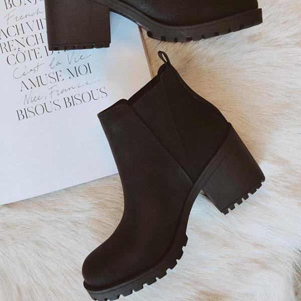 Goosudu Patent Leather Slip-On Ankle Boots