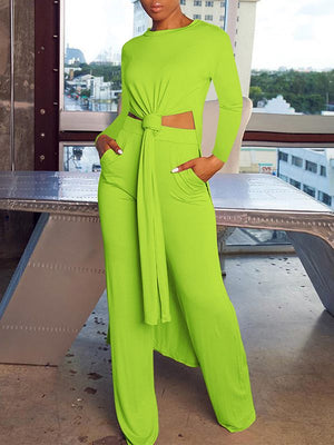 Goosudu Solid Side-Slit Tunic & Pants Set