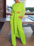 Goosudu Solid Side-Slit Tunic & Pants Set