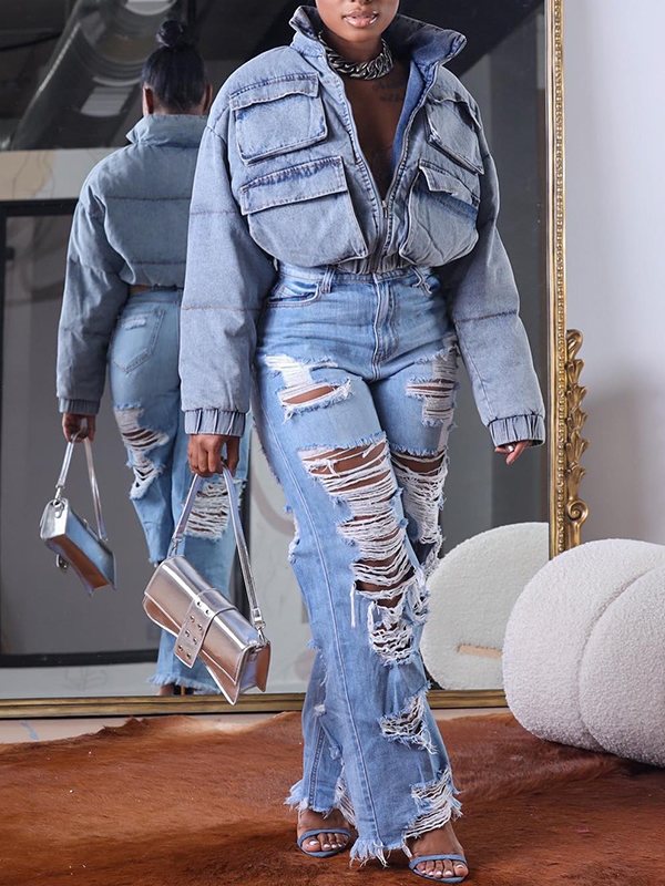Goosudu Denim Puffer Coat