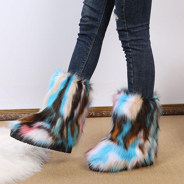 Goosudu Comfy Faux Fur Winter Warm Snow Boots