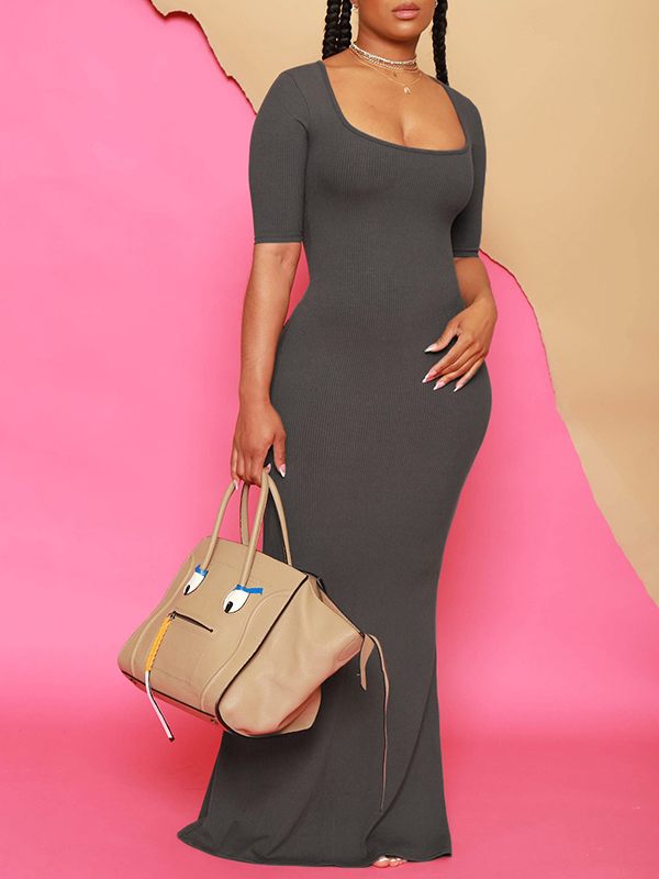 Goosudu Solid Square-Neck Maxi Dress