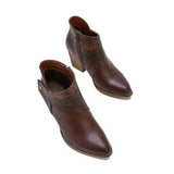 Goosudu Women's Thick Heel Pointed Western Cowboy Boots