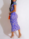 Goosudu Printed Mock-Neck Bodycon Dress