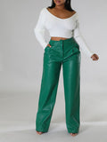 Goosudu Wide-Leg Faux-Leather Pants