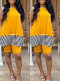 Goosudu Stripe-Combo Tank Top & Biker Shorts Set