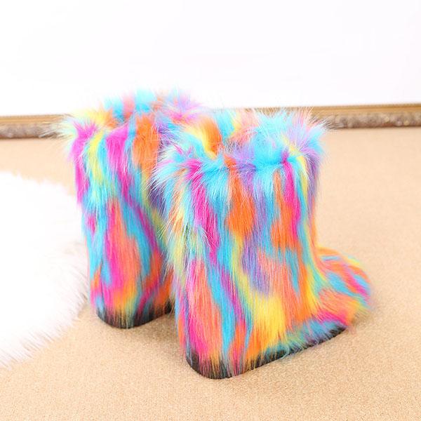 Goosudu Comfy Faux Fur Winter Warm Snow Boots