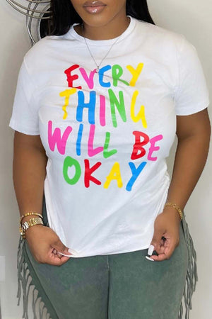 Goosudu Casual Letter Print Basic O Neck T-Shirts