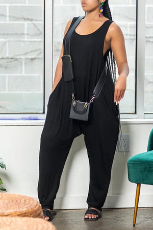 Goosudu Street Fashion Sleeveless Pocketed Harem Jumpsuit