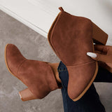 Goosudu Retro Western V Cut Ankle Boots