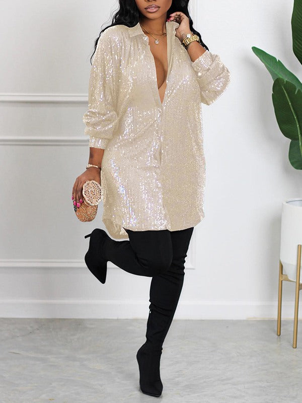 Goosudu Sequin Shirt Dress