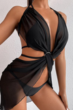Goosudu Sexy Vacation Solid Mesh Swimwears