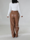 Goosudu Wide-Leg Faux-Leather Pants