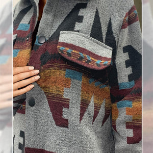 Goosudu Women's Ethnic Vintage Jacet Gray Aztec West Jacket