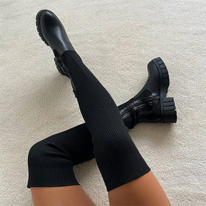 Goosudu Knitted Over The Knee Thigh High Long Boots