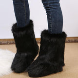 Goosudu Comfy Faux Fur Winter Warm Snow Boots