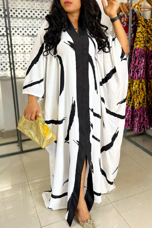 Goosudu Casual Sweet Daily Mixed Printing Printing Contrast V Neck Dresses