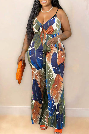 Goosudu Fashion Tropical Flower Suspender Sexy Jumpsuit