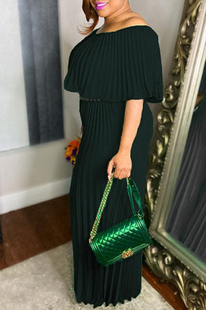 Goosudu Plus Size Ruffled Pleated Loose Wide-leg Jumpsuit