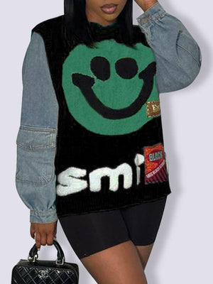 Goosudu Denim Combo Smile Sweater