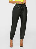 Goosudu Drawstring Faux-Leather Jogger Pants
