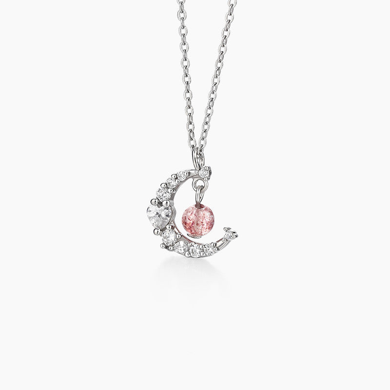 Goosudu Pink Moonlight Symphony Silver Pendant Necklace