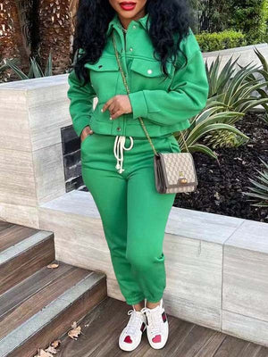 Goosudu Snap-Front Top & Drawstring Pants Set