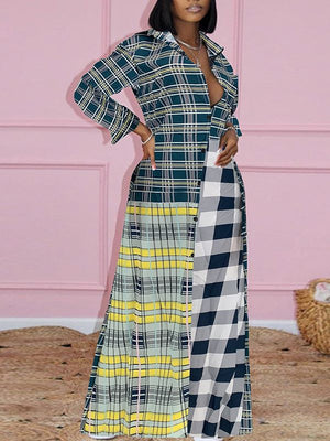 Goosudu Plaid Combo Shirt Dress