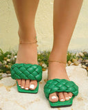 Goosudu Solid Color Braided Urban Flat Slippers