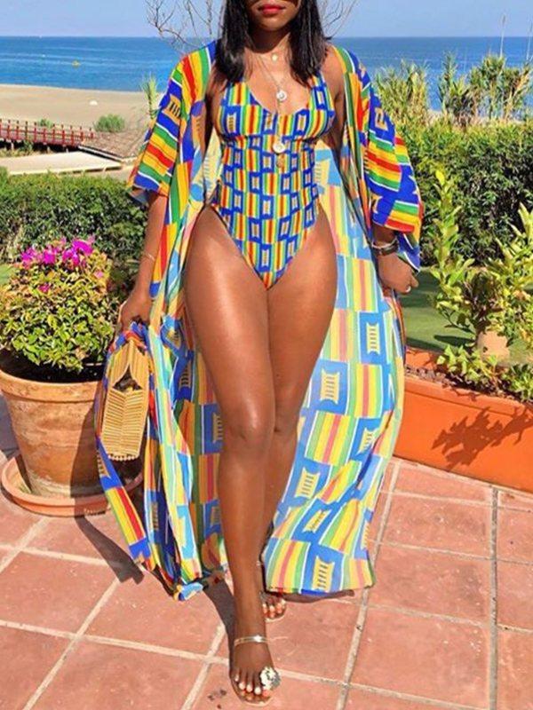 Goosudu Tied One-Piece Swimsuit with Cover-up