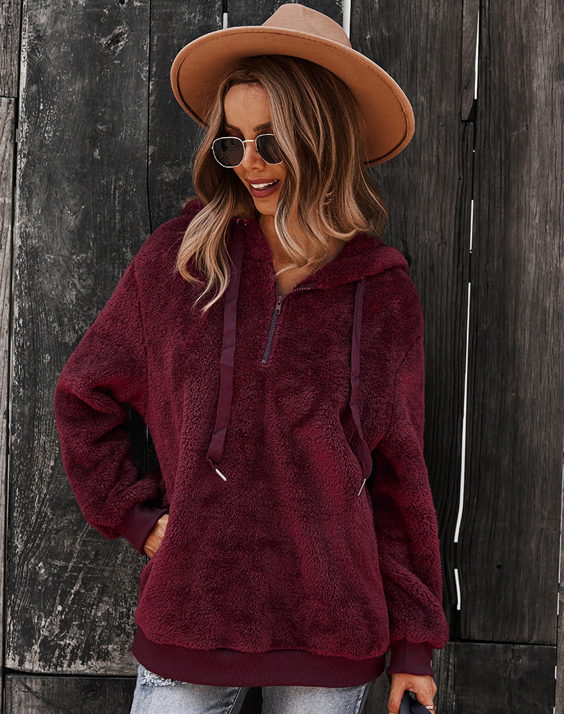 Goosudu Clearance Women's Fleece Sweatshirt Hoodie Solid Zipper Hoodie