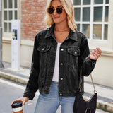 Goosudu Women's Cowgirl Denim Jacket Coat Solid Color Basic Denim West Jacket