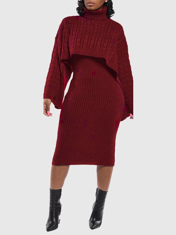 Goosudu Cape Top & Tank Dress Sweater Set