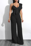 Goosudu Casual Fashion Asymmetric Ruffle Jumpsuit