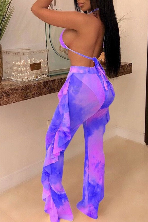 Goosudu Butterfly Print Mesh Elegant High Waist Bikini & Pants